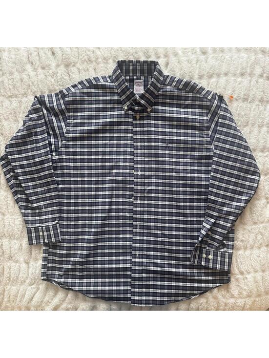 Brooks Brothers Other - Brooks Brothers XL Plaid Button Down Shirt Non Iron Stretch Cotton Blue White Me
